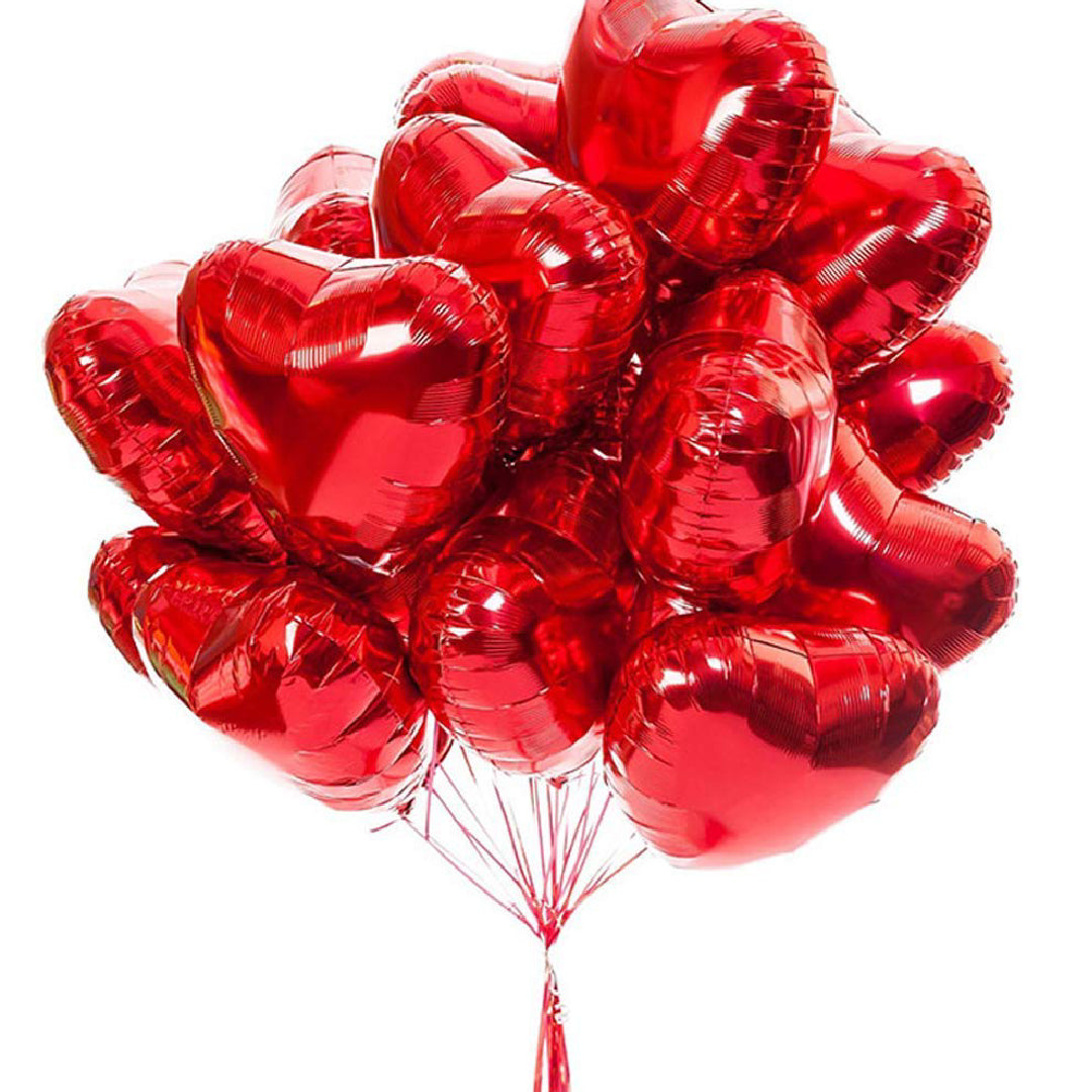 Super Valentines Red Foil Hearts Balloon Bouquet