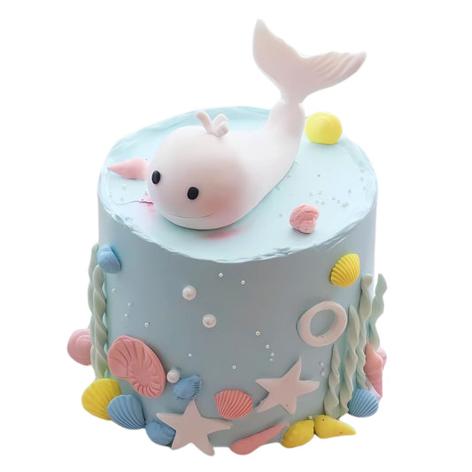 Baby Whale Ocean Birthday Party Cake