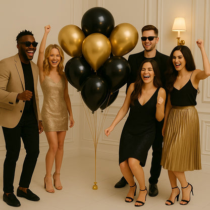 Classic Gold & Black Bouquet of 10