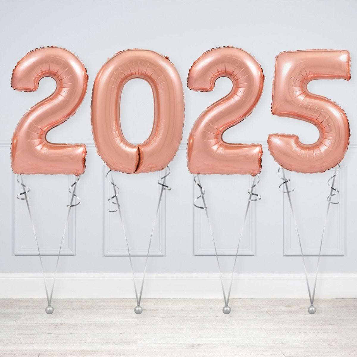 Rose Gold 2025 Helium Inflated Number Package