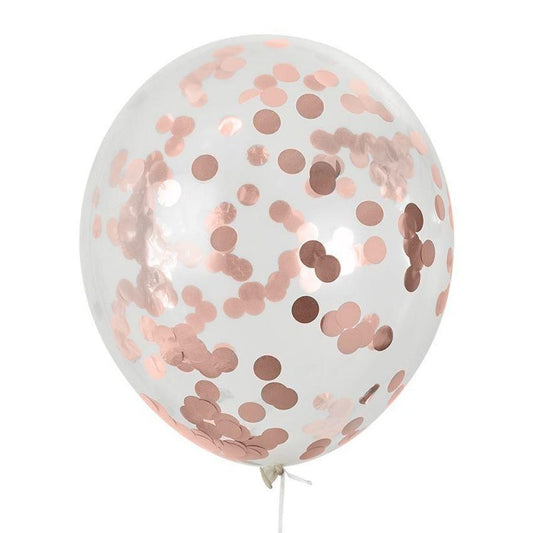 Pack of 5 - 11-Inch Rose Gold Confetti Helium Balloon – Elegant & Sparkling Party Decor (5 balloons)