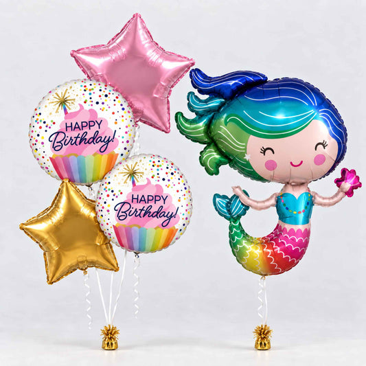Mermaid Birthday Helium Balloon Bouquets