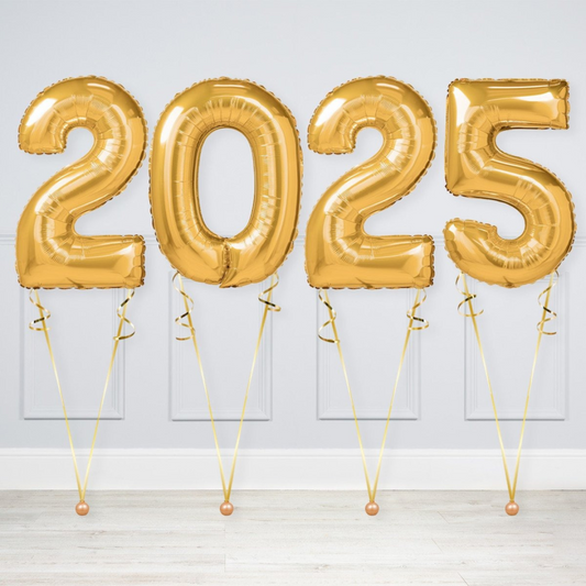 Gold 2025 Helium Inflated Number Package