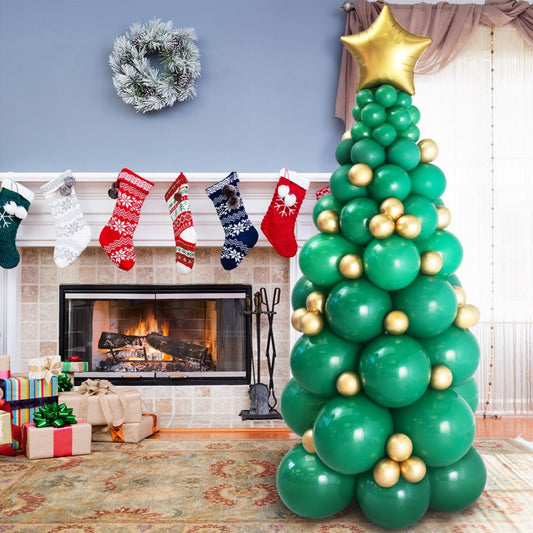 Green and chrome gold Christmas Tree Balloon