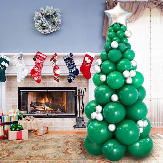 Green and chrome silver Christmas Tree Balloon