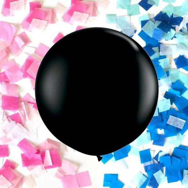 36 inch Black Helium Balloon Baby Gender Reveal Confetti