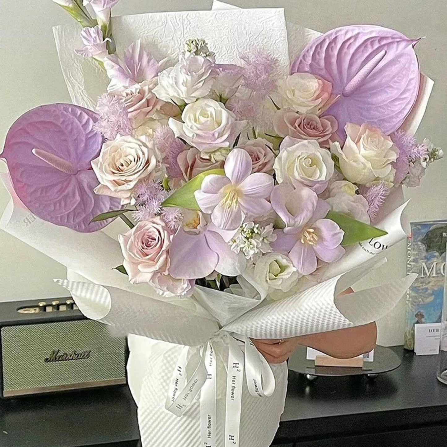 Mixed Pastel Purple Fresh Flower bouquet - Qi Flower