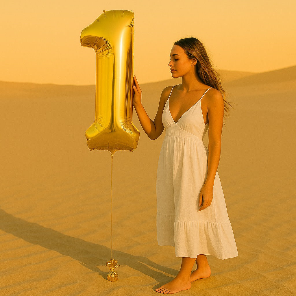 34 inch Gold Balloon Number 1 Helium filled