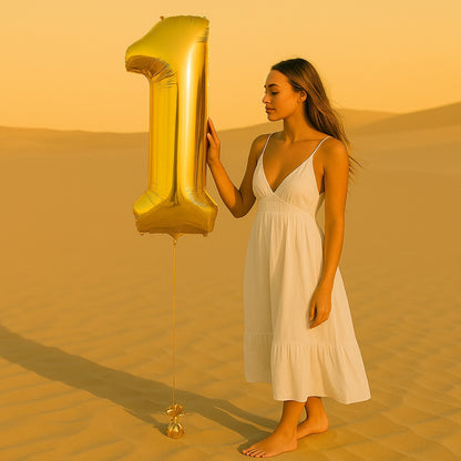 34 inch Gold Balloon Number 1 Helium filled