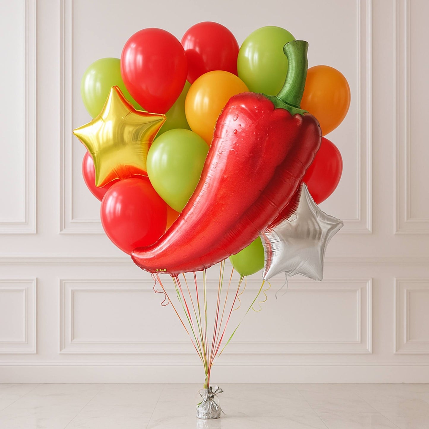 Your hot red pepper fun helium balloon bouquet