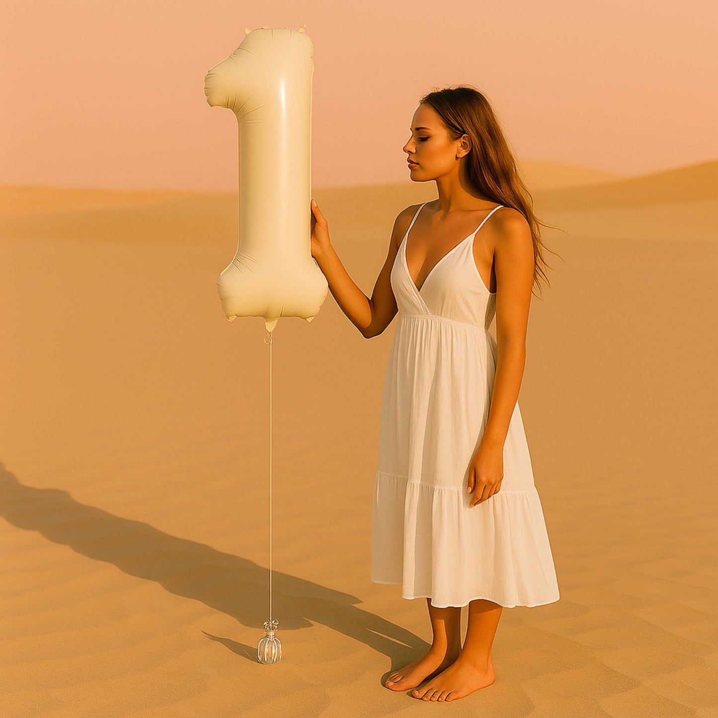 34 inch Beige Jumbo Balloon Number 1