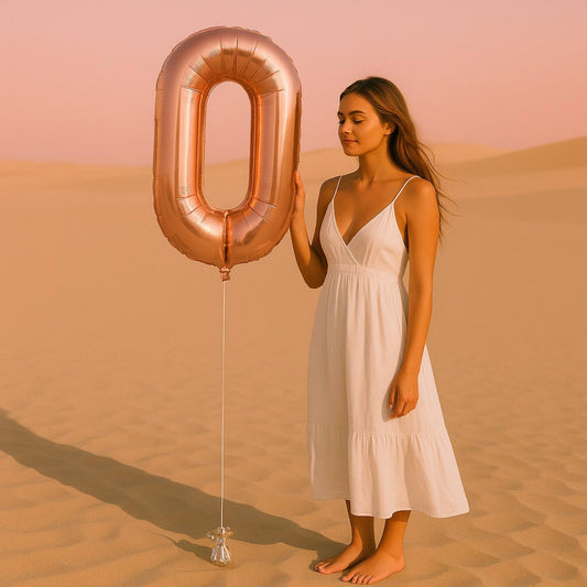 34 inch Rose Gold Balloon Number 0 Helium filled