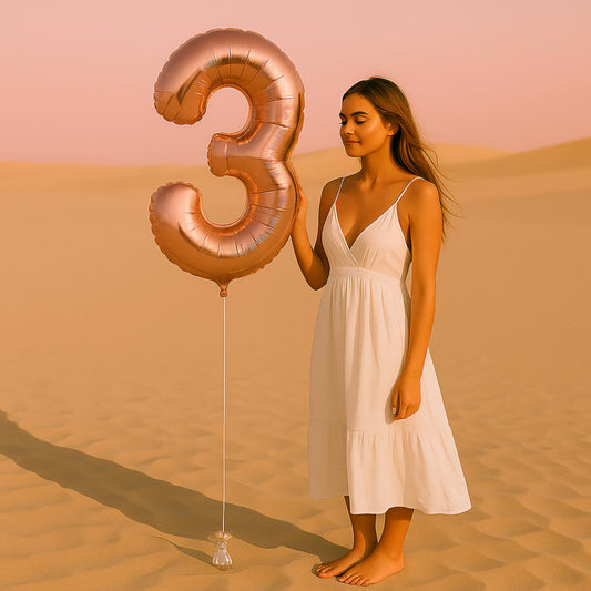 34 inch Rose Gold Balloon Number 3 Helium filled