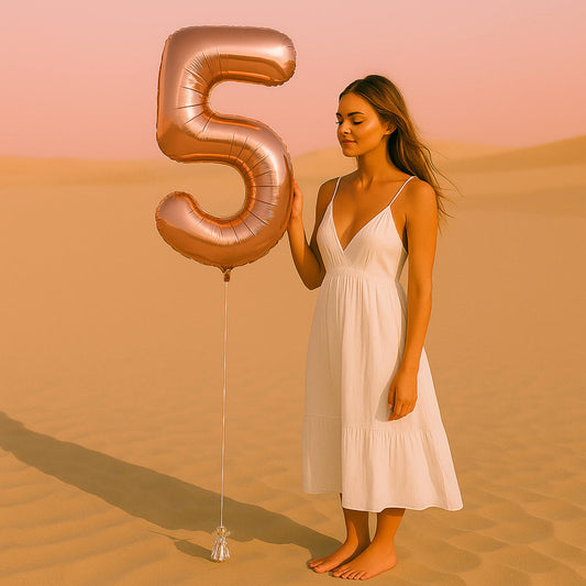 34 inch Rose Gold Balloon Number 5 Helium filled
