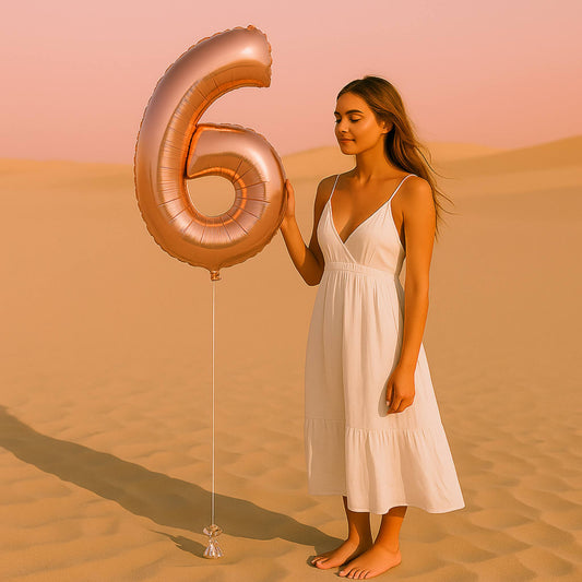 34 inch Rose Gold Balloon Number 6 Helium filled