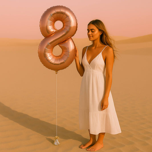 34 inch Rose Gold Balloon Number 8 Helium filled