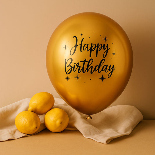 11-Inch Chrome Gold Happy Birthday Helium Balloon – Luxurious Party Accent