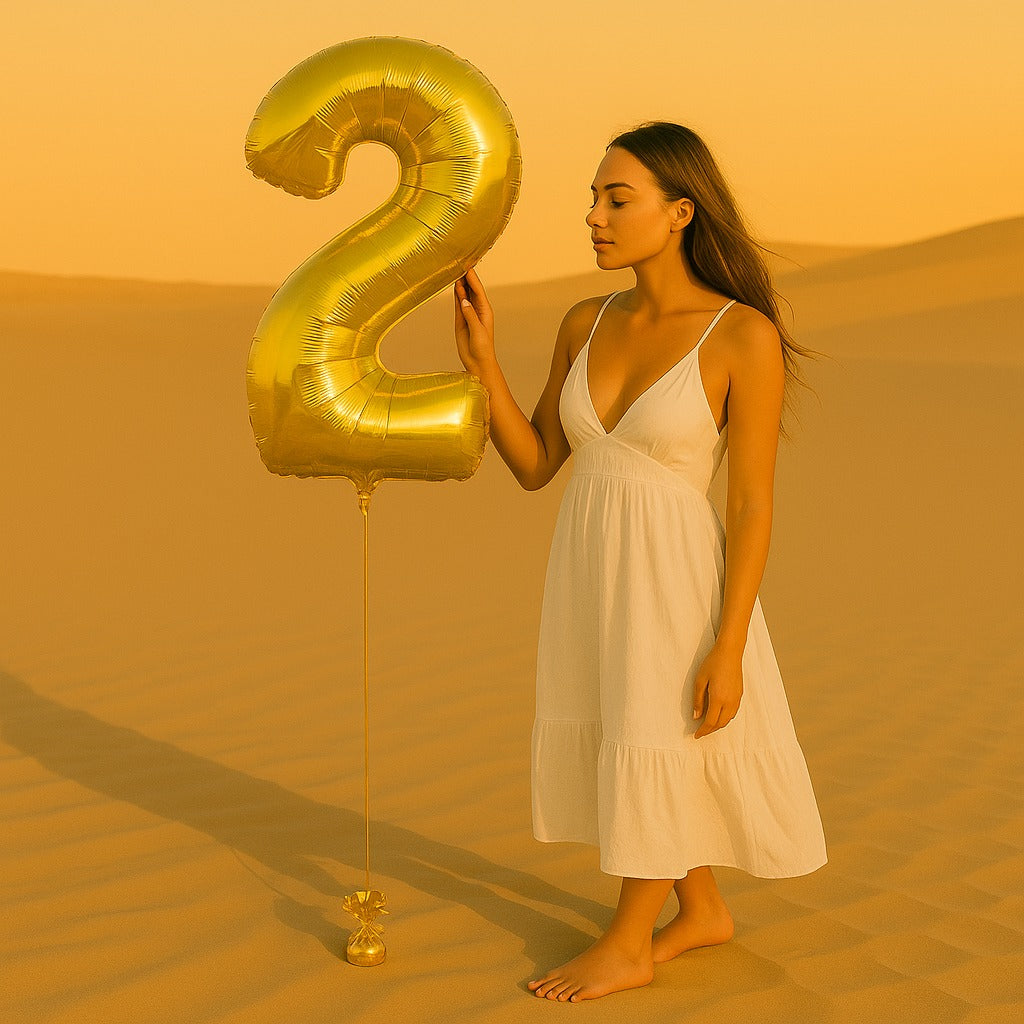 34 inch Gold Balloon Number 2 Helium filled