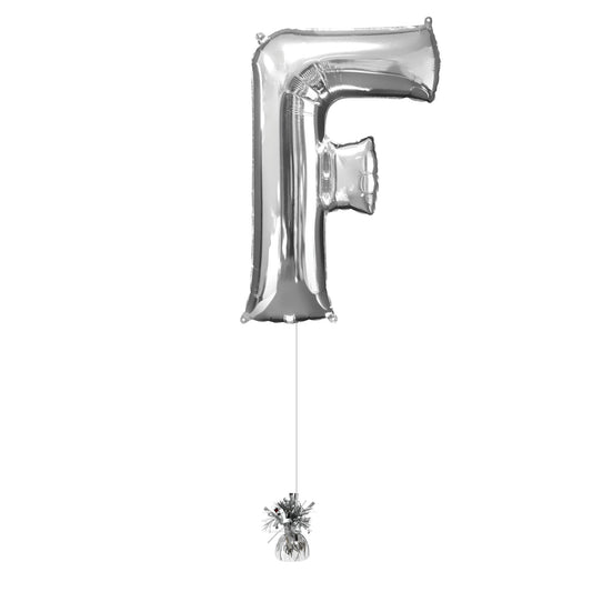 34" Silver Letter F (Helium Filled)