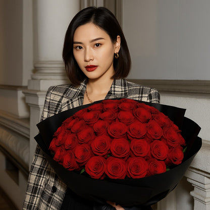 Luxury Red Roses Flower Bouquet (33/66/99 Roses)