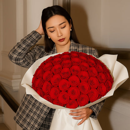Luxury Red Roses Flower Bouquet (33/66/99 Roses)