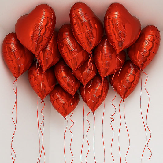 Classic Dozen Valentines 18 inch Helium Red Heart Ceiling Balloons