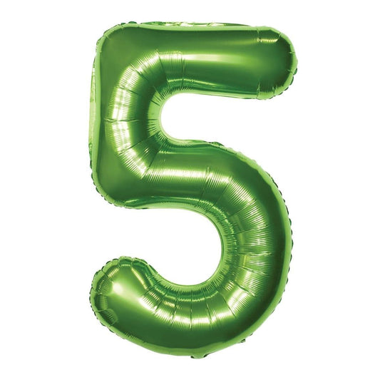 34 inch Lime Green Jumbo Balloon Number 5