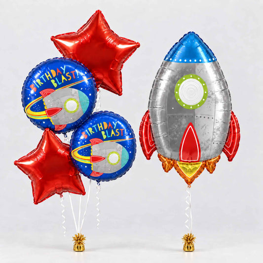 Space Rocket Birthday Helium Balloon Bundle