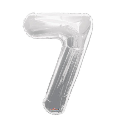34 inch Silver Balloon Number 7 Helium filled