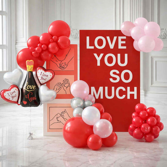 Love You So Much Valentines Balloon Custom Duo Backdrop Panel Sets
