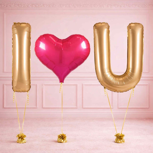 I love You Heart Helium Letter Balloon Bouquet