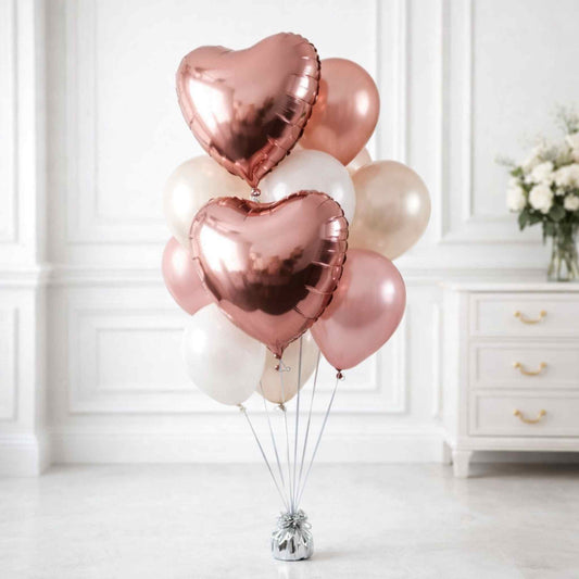 Pink love helium heart balloon bouquet