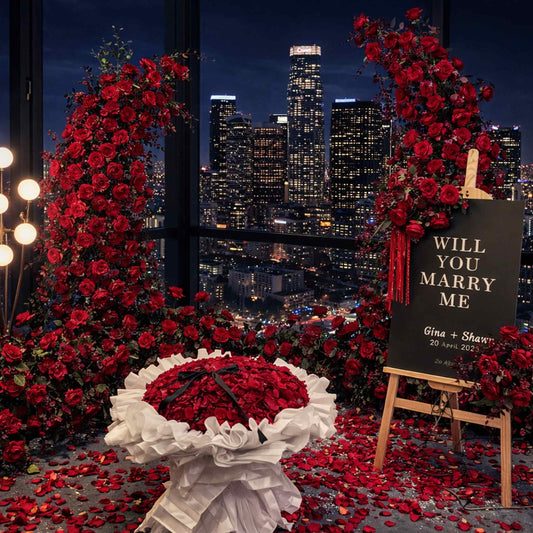 LA Millionaire Classic Fresh Roses Romantic Flower Proposal Decoration Set Up